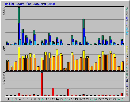 Daily usage for January 2010