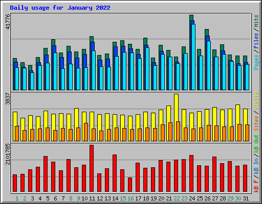Daily usage for January 2022