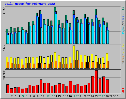 Daily usage for February 2022