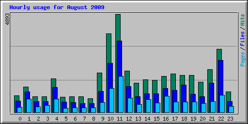 Hourly usage for August 2009