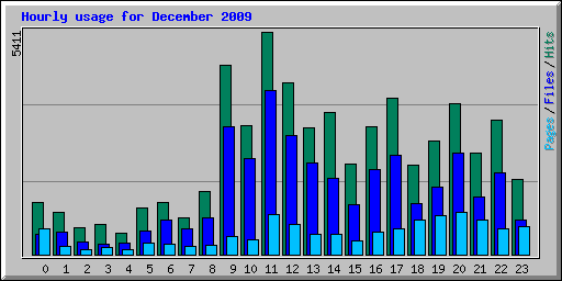 Hourly usage for December 2009